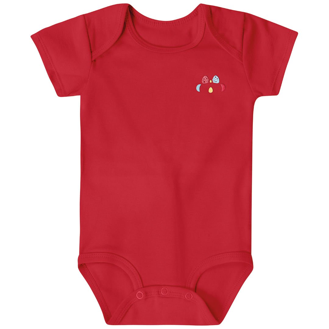 Body Bebê Menina Com Proteção Antiviral - Vermelho