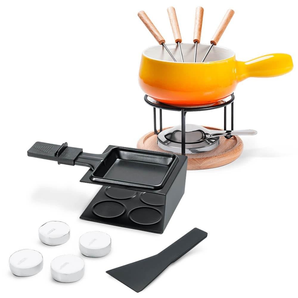 Aparelho de Fondue em Cerâmica com Racleteira 16 peças Amarelo Brinox