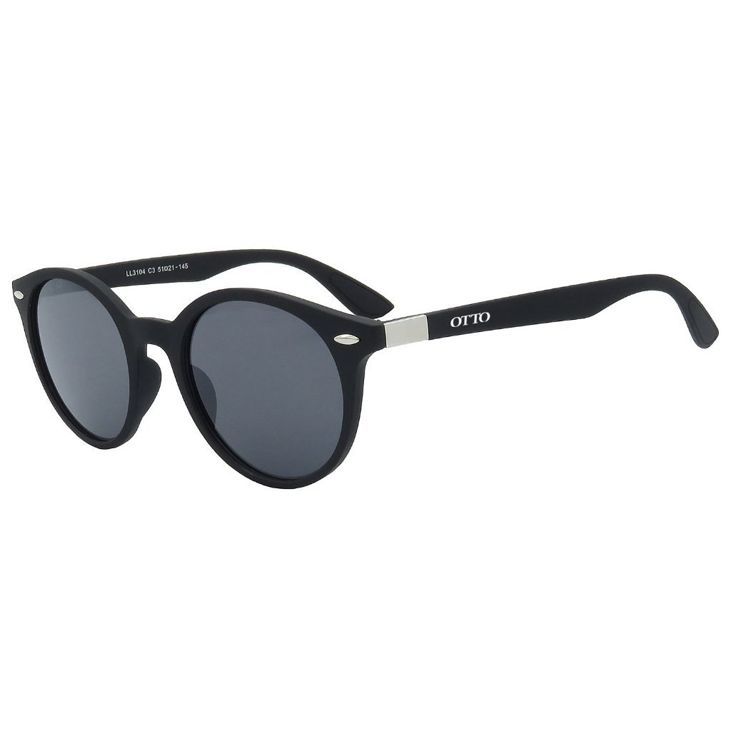 Óculos de Sol OTTO em Grilamid® TR-90 Redondo Preto Fosco LL3101-3 Preto 1
