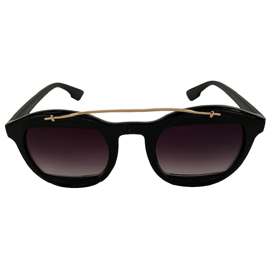 Óculos de Sol Clos em Grilamid® TR-90 Redondo Preto Brilho com Dourado Preto 2