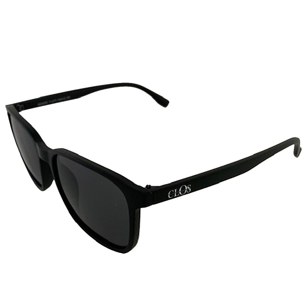 Óculos de Sol Clos em Grilamid® TR-90 Quadrado Preto Fosco Preto 1