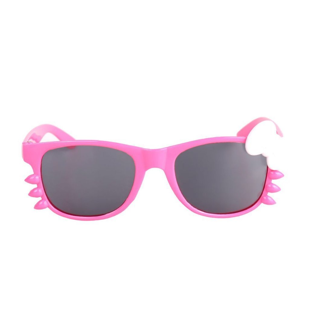 Óculos de Sol Infantil Eva Solo Quadrado Gatinho Pink e Laço Branco Rosa 2