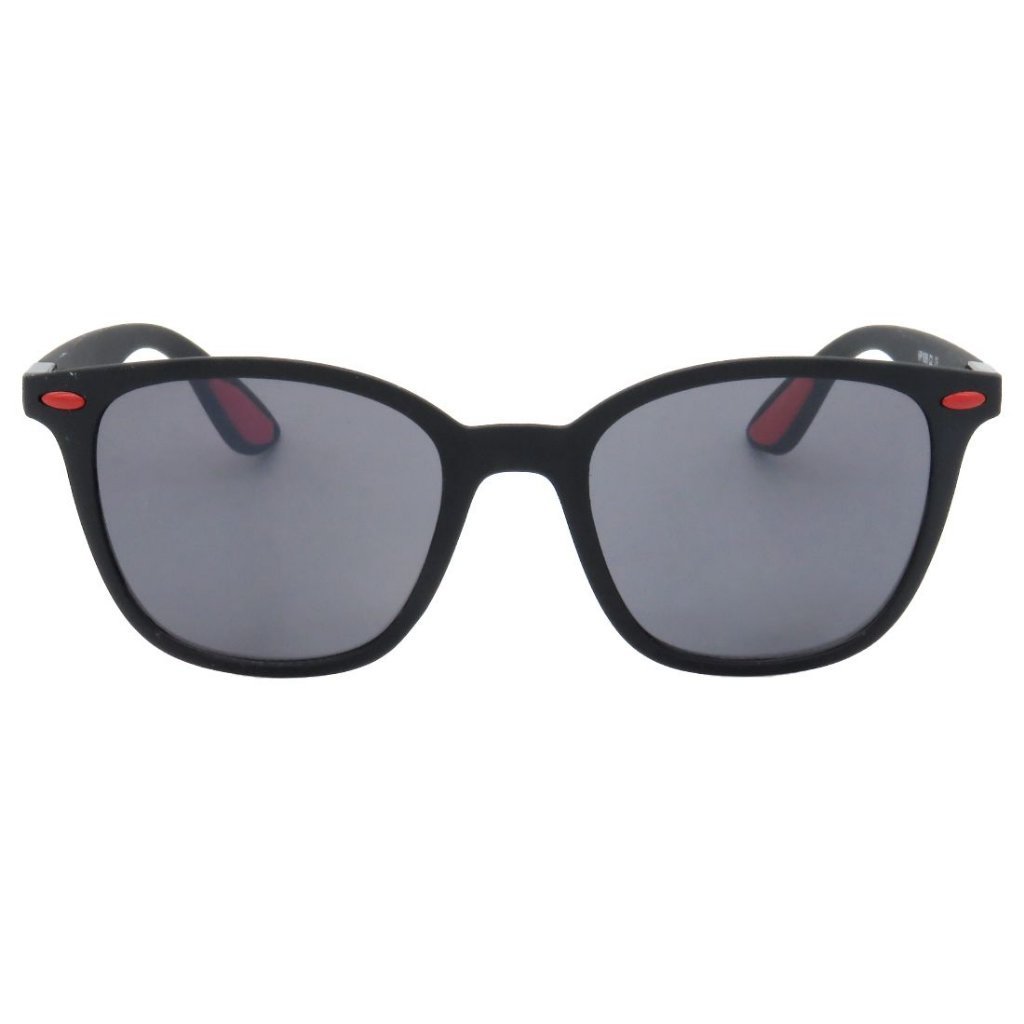 Óculos de Sol OTTO em Grilamid® TR-90 Quadrado Preto Fosco com Vermelho Preto 2