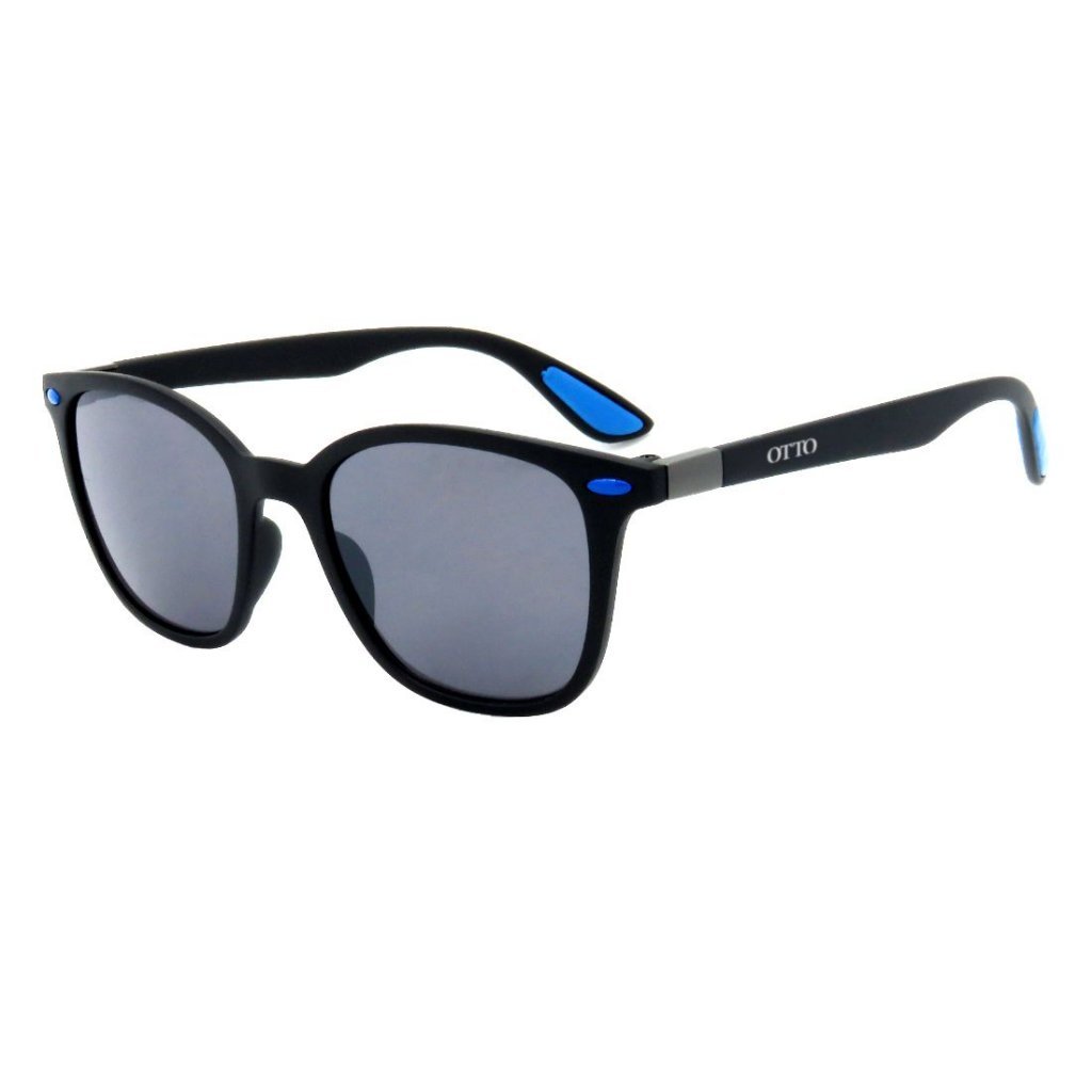 Óculos de Sol OTTO em Grilamid® TR-90 Quadrado Preto Fosco com Azul Preto 1