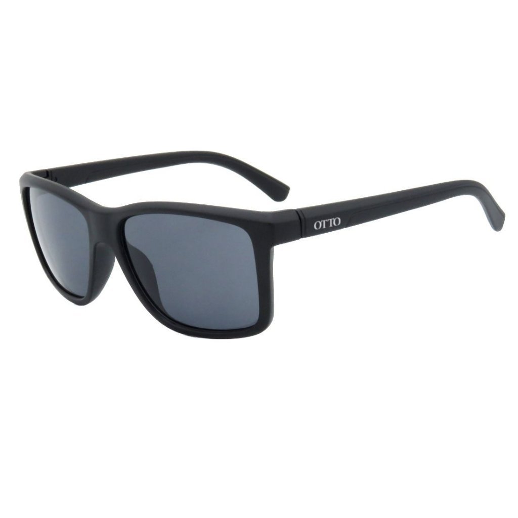 Óculos de Sol OTTO em Grilamid® TR-90 Quadrado Preto Fosco Preto 1