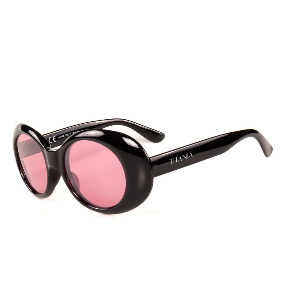 Óculos de Sol Titania Redondo Preto com Lente Rosa Preto 1