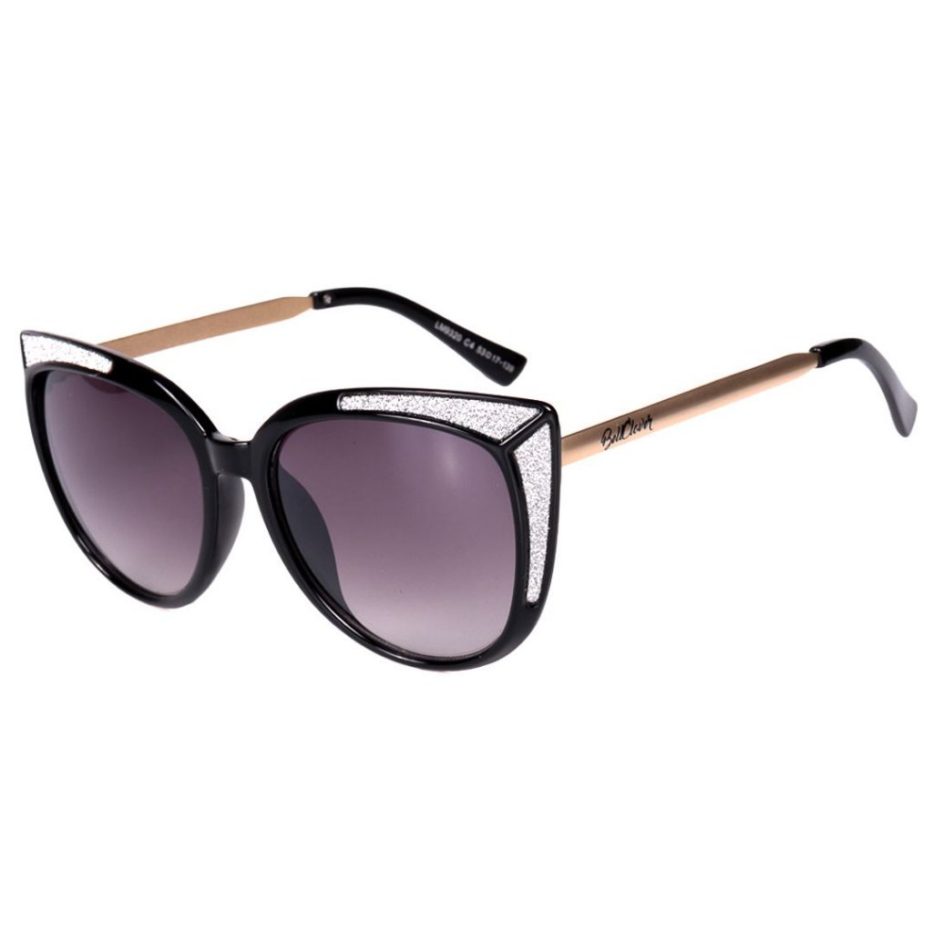 Óculos de Sol Feminino BellClover Preto Com Detalhe Prata Brilhante Preto 1