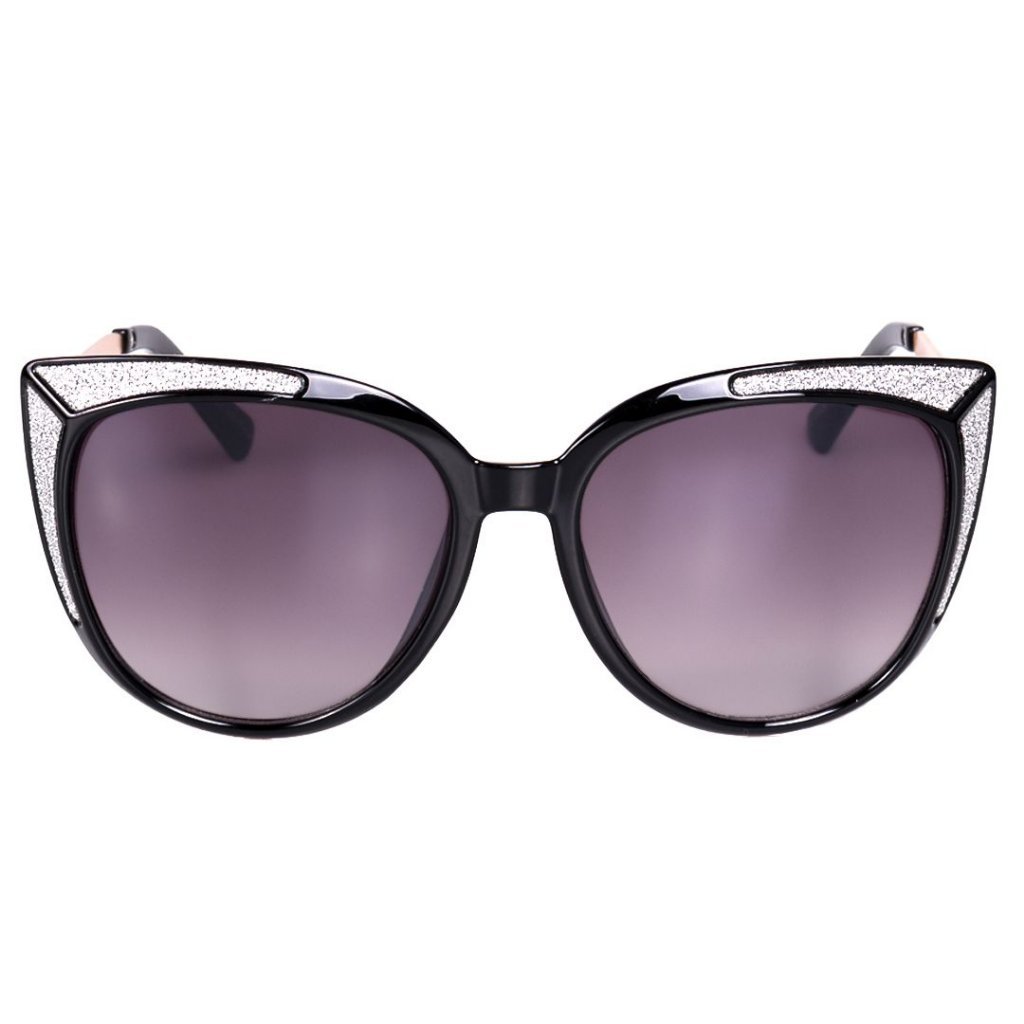 Óculos de Sol Feminino BellClover Preto Com Detalhe Prata Brilhante Preto 3