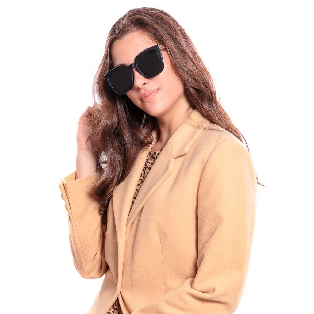 Óculos de Sol Feminino BellClover Preto Fosco com Dourado Preto 2