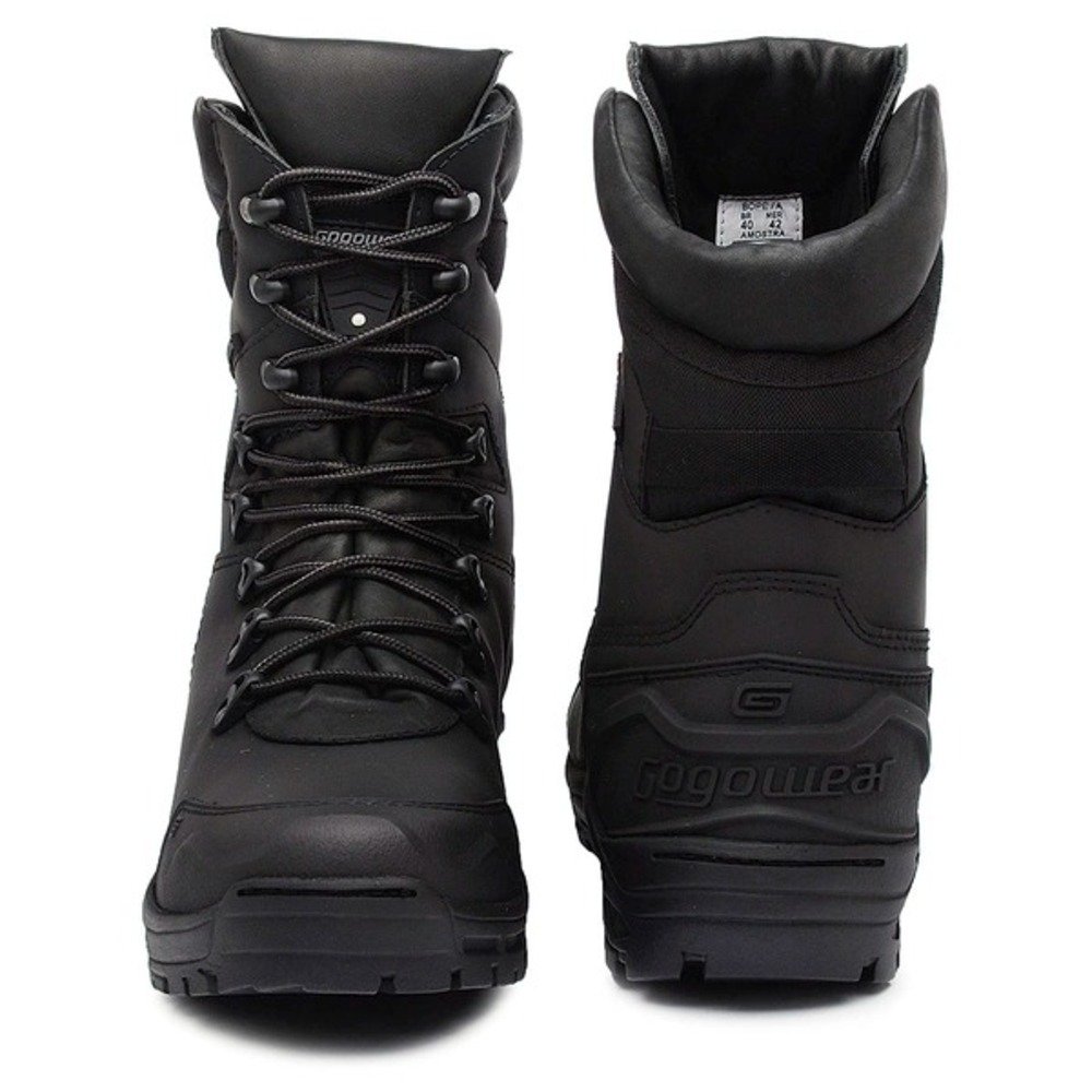 Bota Coturno Tática Militar Cano Longo Couro Adventure com Cadarço Sola Robusta Leve Antiderrapante Preto 4