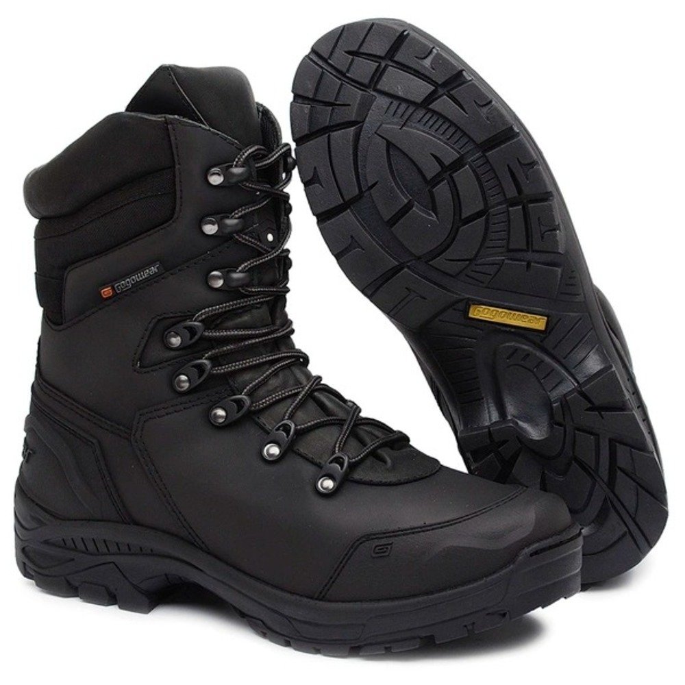 Bota Coturno Tática Militar Cano Longo Couro Adventure com Cadarço Sola Robusta Leve Antiderrapante Preto 5