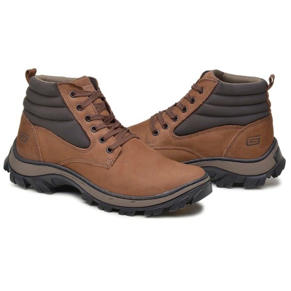 Bota Coturno Masculino De Segurança Couro EPI CA Gogowear Dia a Dia Alta Qualidade Resistente Macio Marrom 2