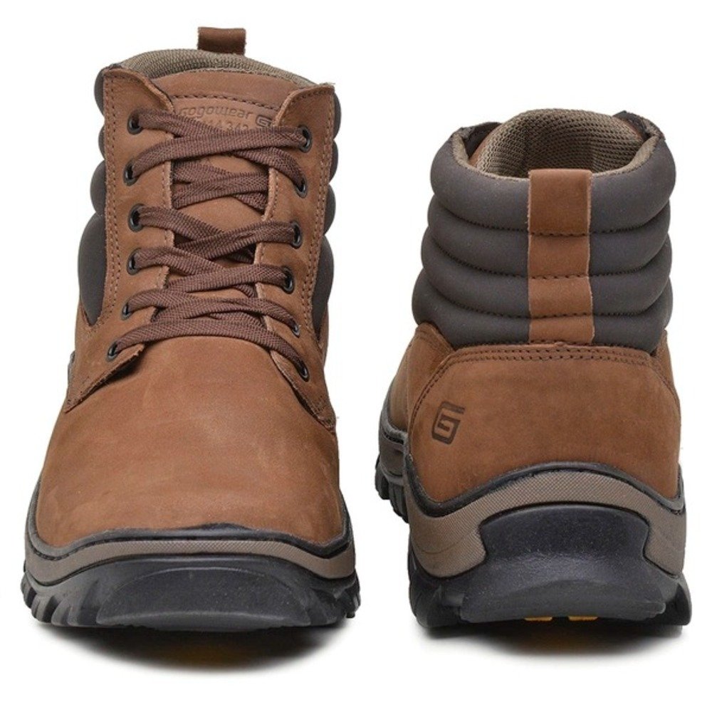 Bota Coturno Masculino De Segurança Couro EPI CA Gogowear Dia a Dia Alta Qualidade Resistente Macio Marrom 3