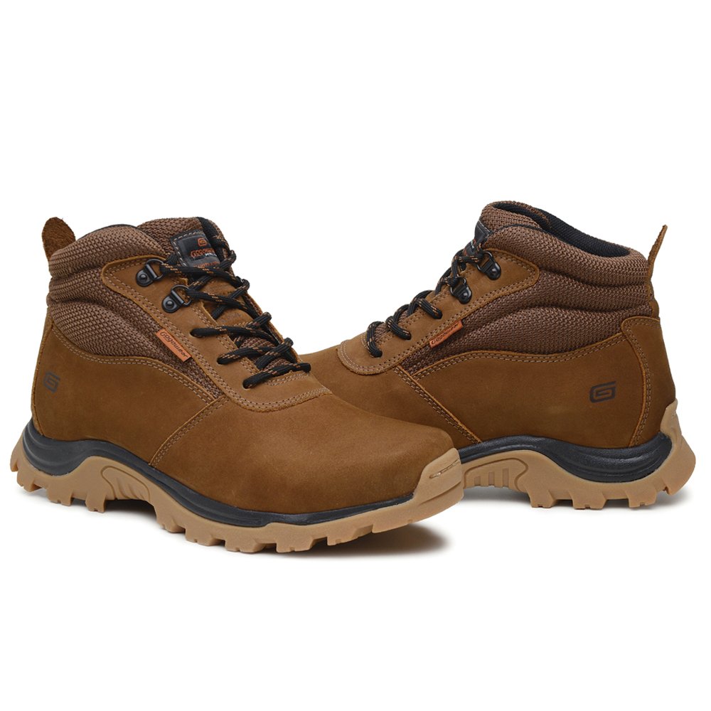 Bota Coturno Adventure Segurança Couro EPI CA Gogowear Amarração Homem Estiloso Resistente Dia a Dia Marrom 2