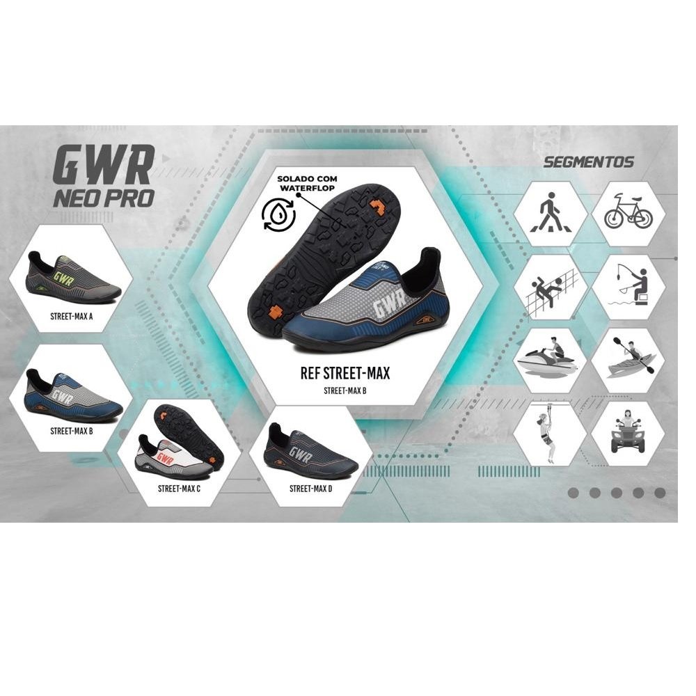 Sapatilha Esportiva Gogowear para Piscina Sola Borracha Confortável e Durável Cinza 4