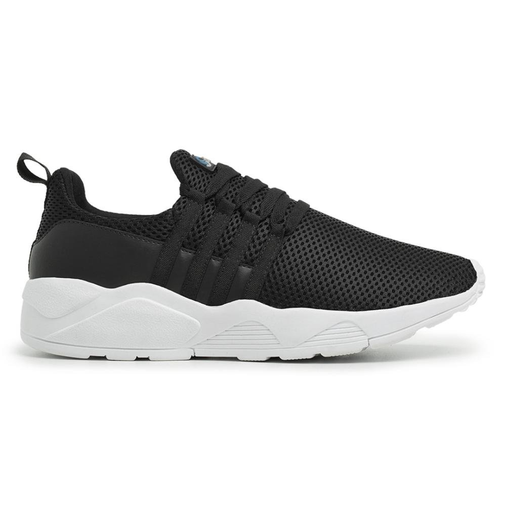 Tênis Masculino Para Caminhada Academia Treino Leve Preto+Branco 1