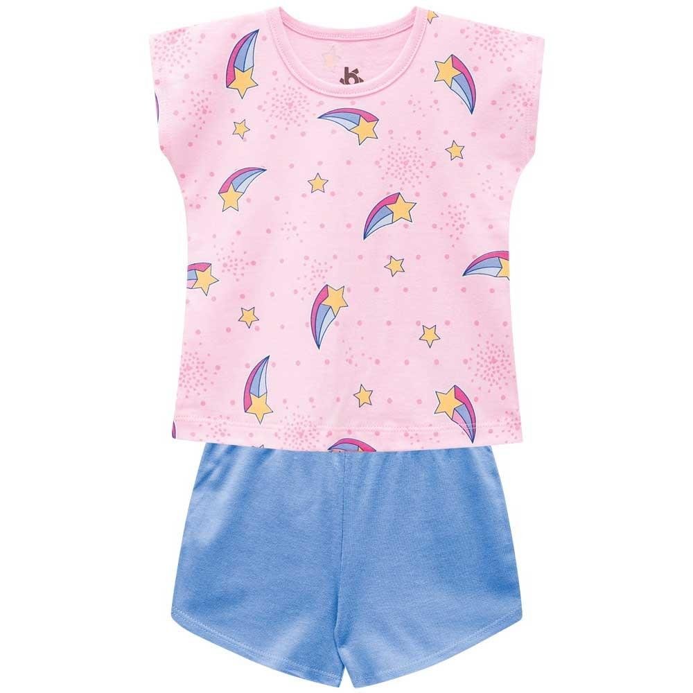 Pijama Infantil Menina Blusa E Short Brilha no Escuro