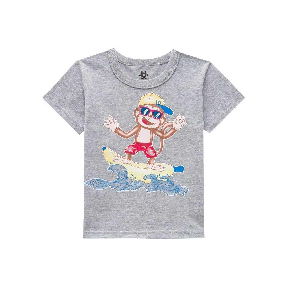 Pijama Infantil Menino Camiseta E Bermuda Brandili Cinza 2