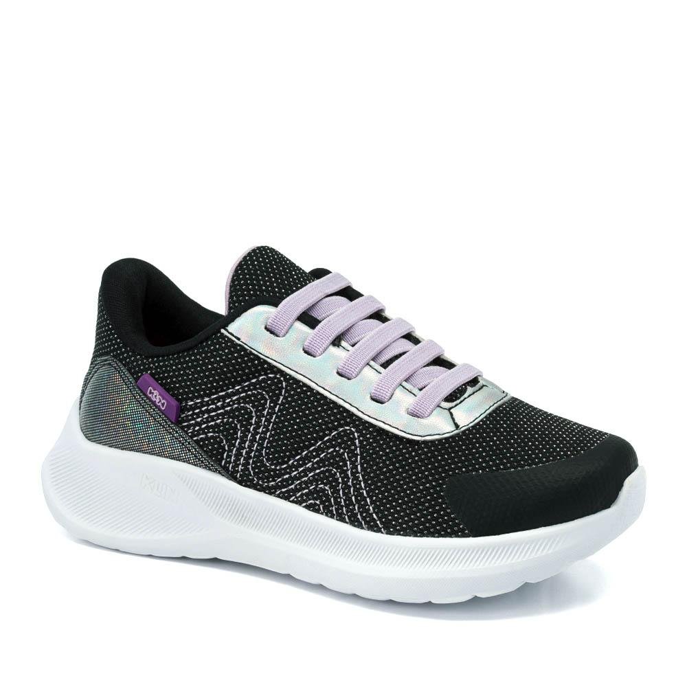 Tênis Infantil Freedom Kids 445 Preto Prata Lavanda
