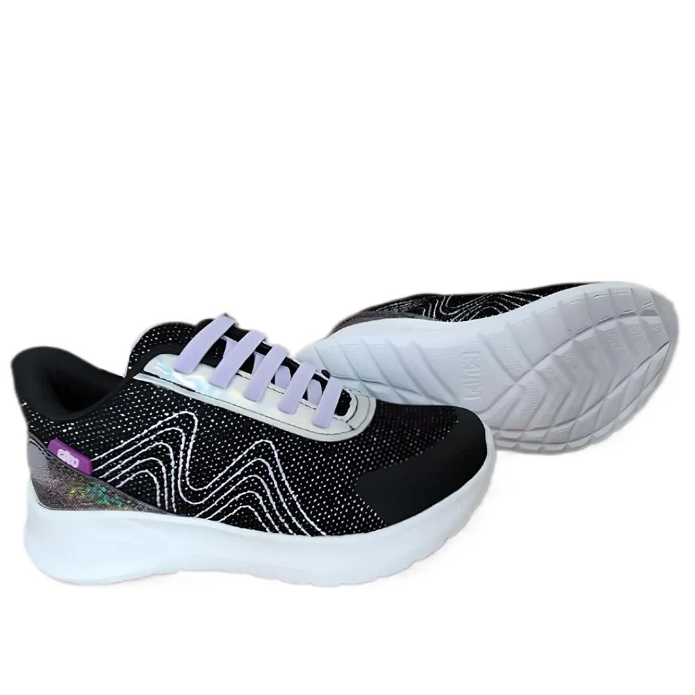 Tênis Infantil Freedom Kids 445 Preto Prata Lavanda Preto 2