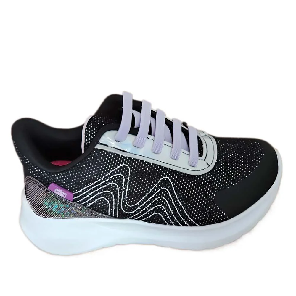 Tênis Infantil Freedom Kids 445 Preto Prata Lavanda Preto 3