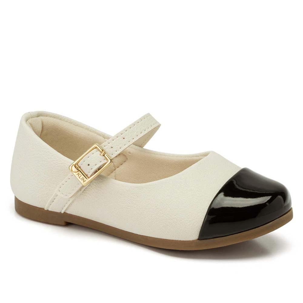 SAPATILHA INFANTIL KLIN PRINCESA KIDS OFF WHITE PRETO Branco 1