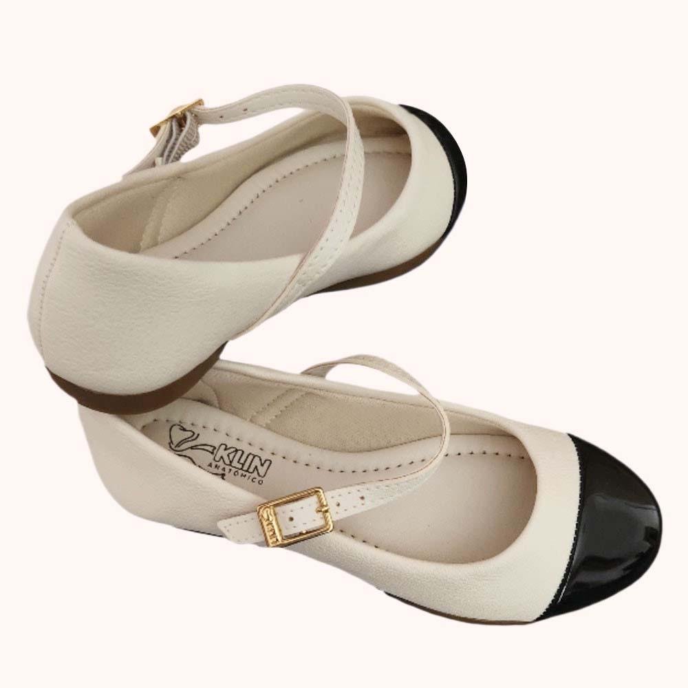 SAPATILHA INFANTIL KLIN PRINCESA KIDS OFF WHITE PRETO Branco 4