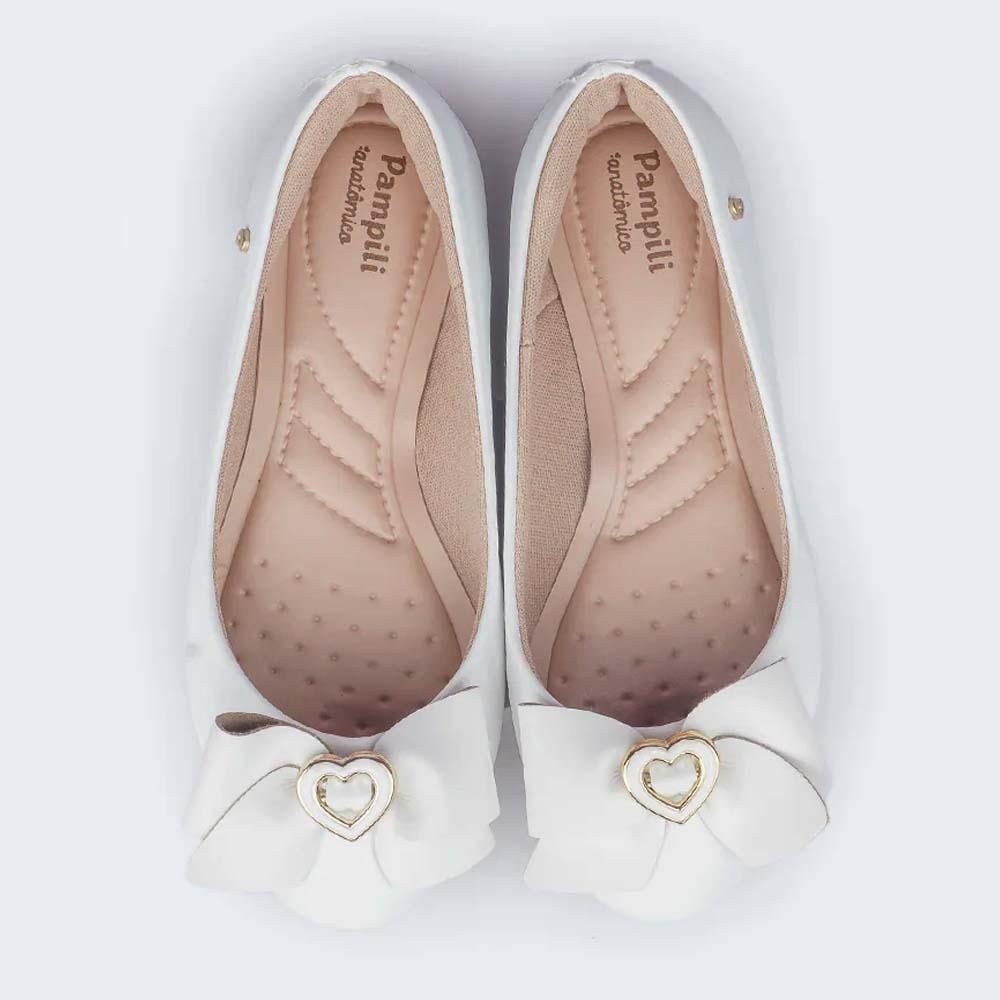 SAPATILHA INFANTIL PAMPILI SUPER FOFURA CORAÇÃO METAL BRANCO Branco 6
