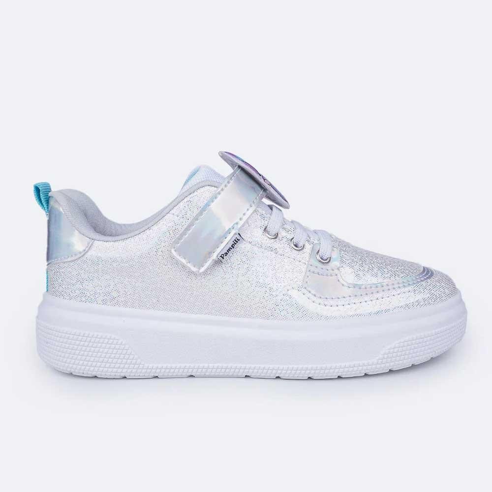 TÊNIS INFANTIL MENINA PAMPILI XP 24 GAME PAMPS HOLOGR BRANCO Prata 3