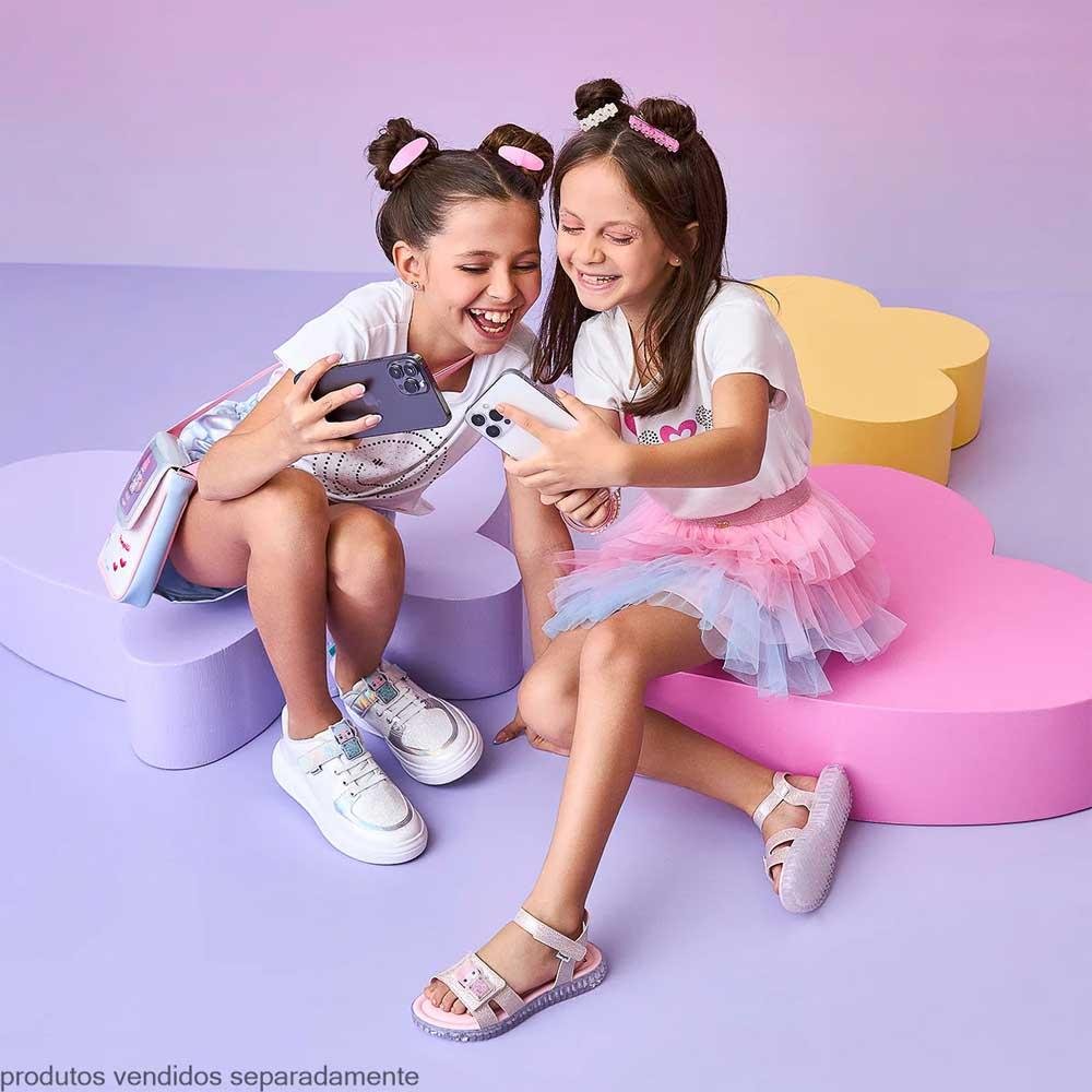 TÊNIS INFANTIL MENINA PAMPILI XP 24 GAME PAMPS HOLOGR BRANCO Prata 8