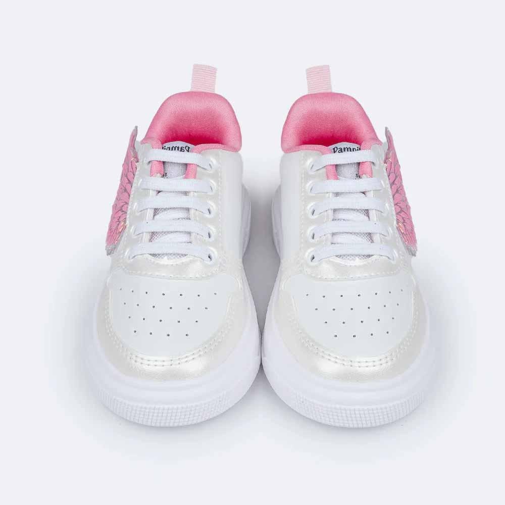 TÊNIS LED INFANTIL MENINA PAMPILI XP 24 ASAS BRANCO E ROSA Branco 3