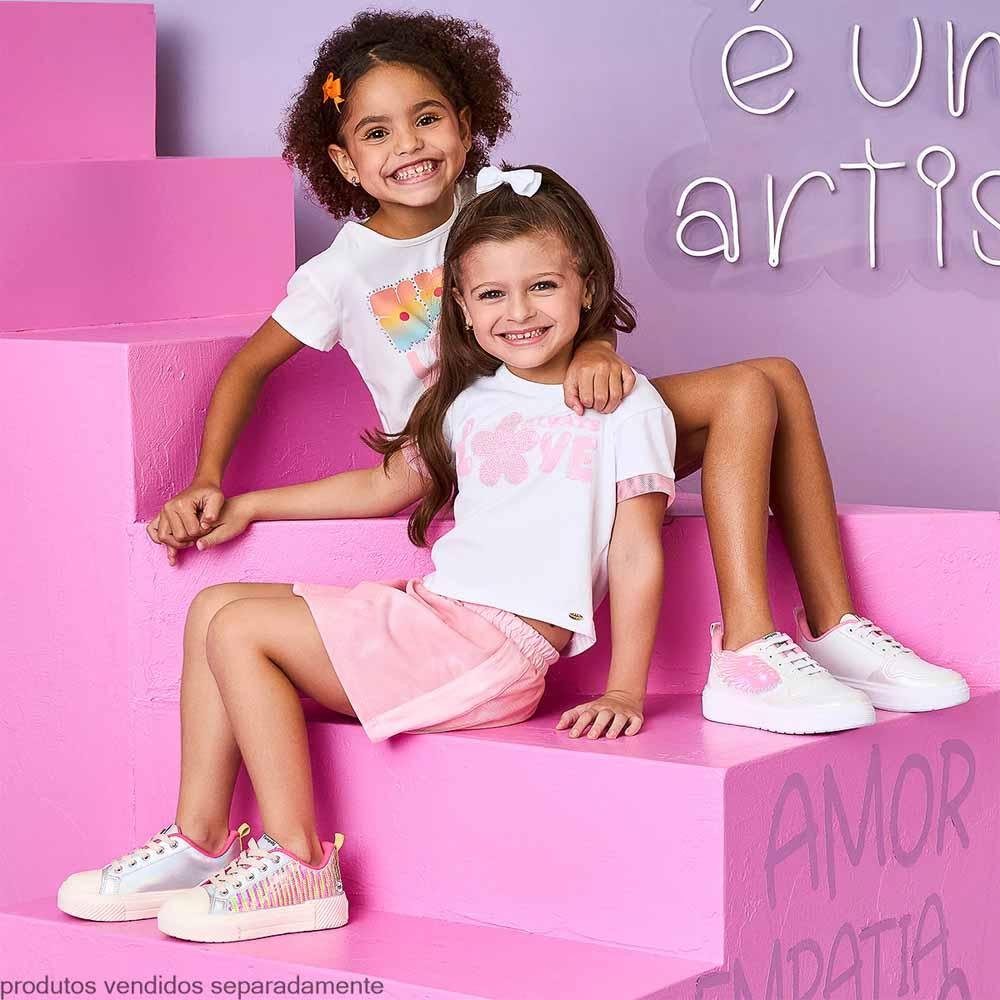 TÊNIS LED INFANTIL MENINA PAMPILI XP 24 ASAS BRANCO E ROSA Branco 9