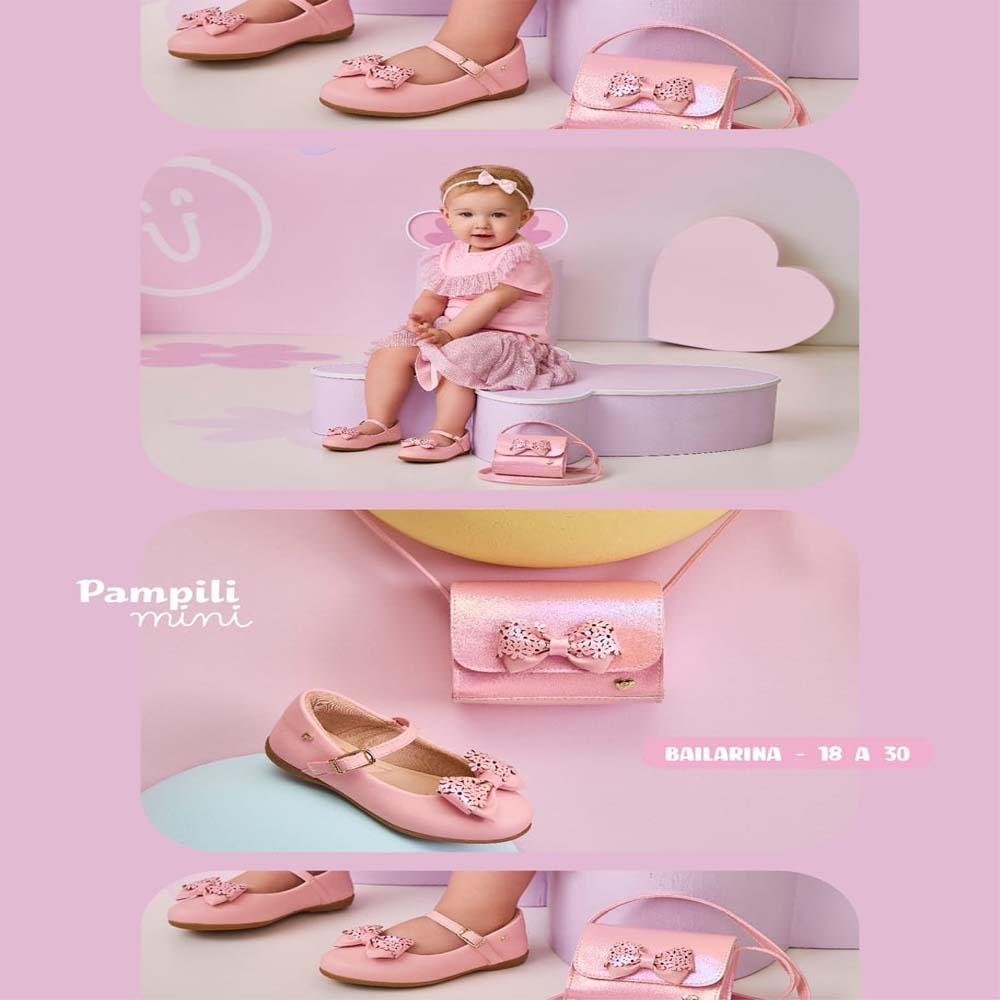 SAPATILHA INFANTIL PAMPILI BAILARINA FIVELA  FLORES ROSA Rosa 7