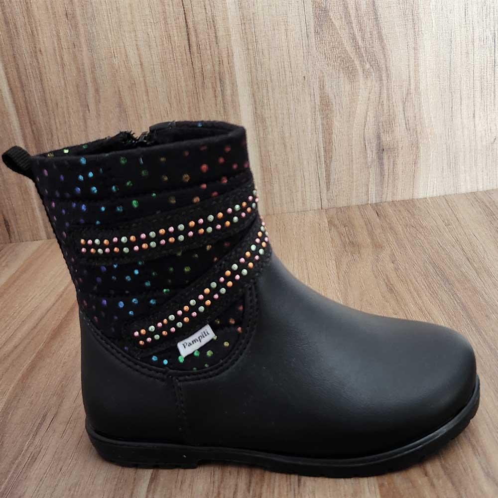 BOTA INFANTIL MENINA PAMPILI TACHAS PRETA RUBI Preto/Rubi 4