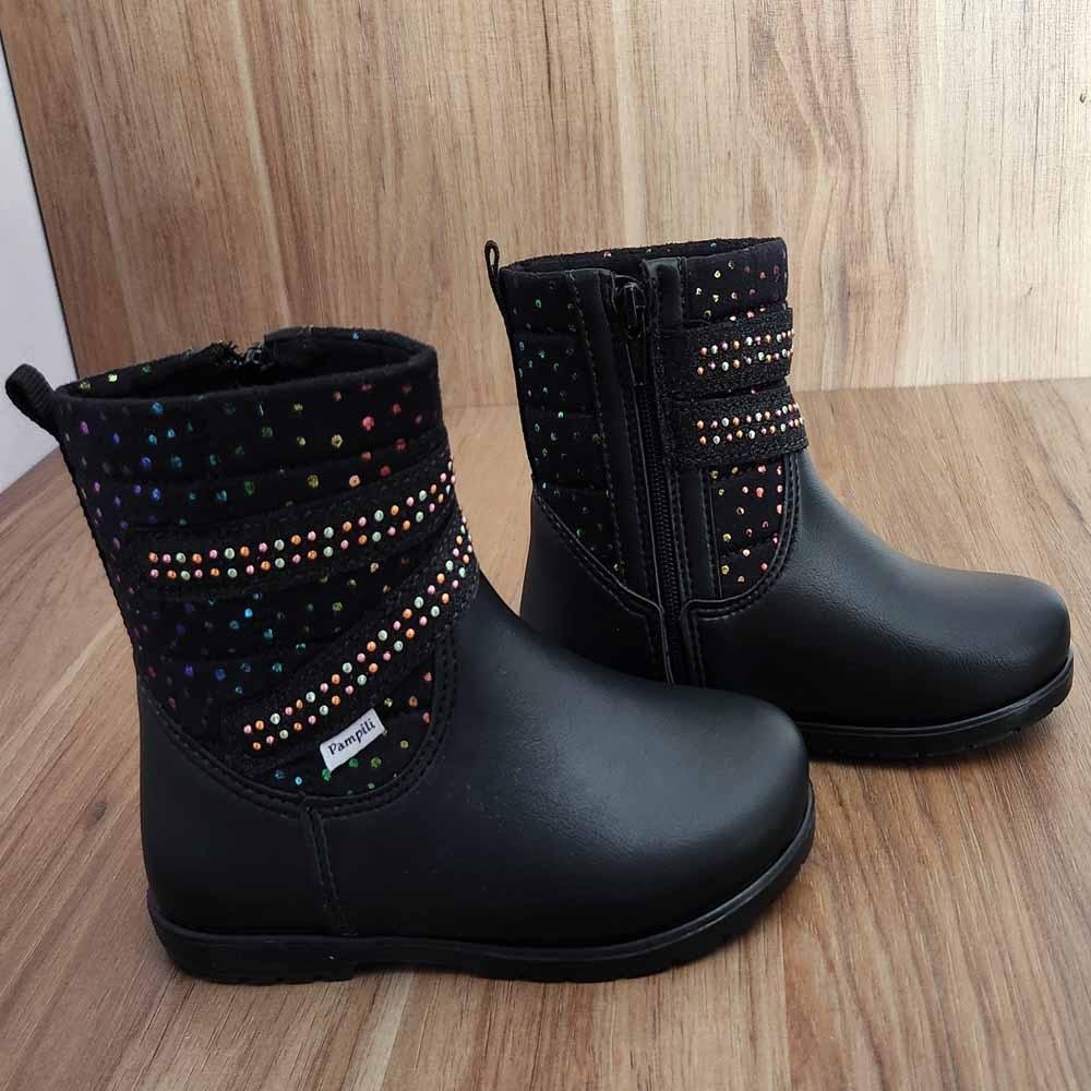 BOTA INFANTIL MENINA PAMPILI TACHAS PRETA RUBI Preto/Rubi 5