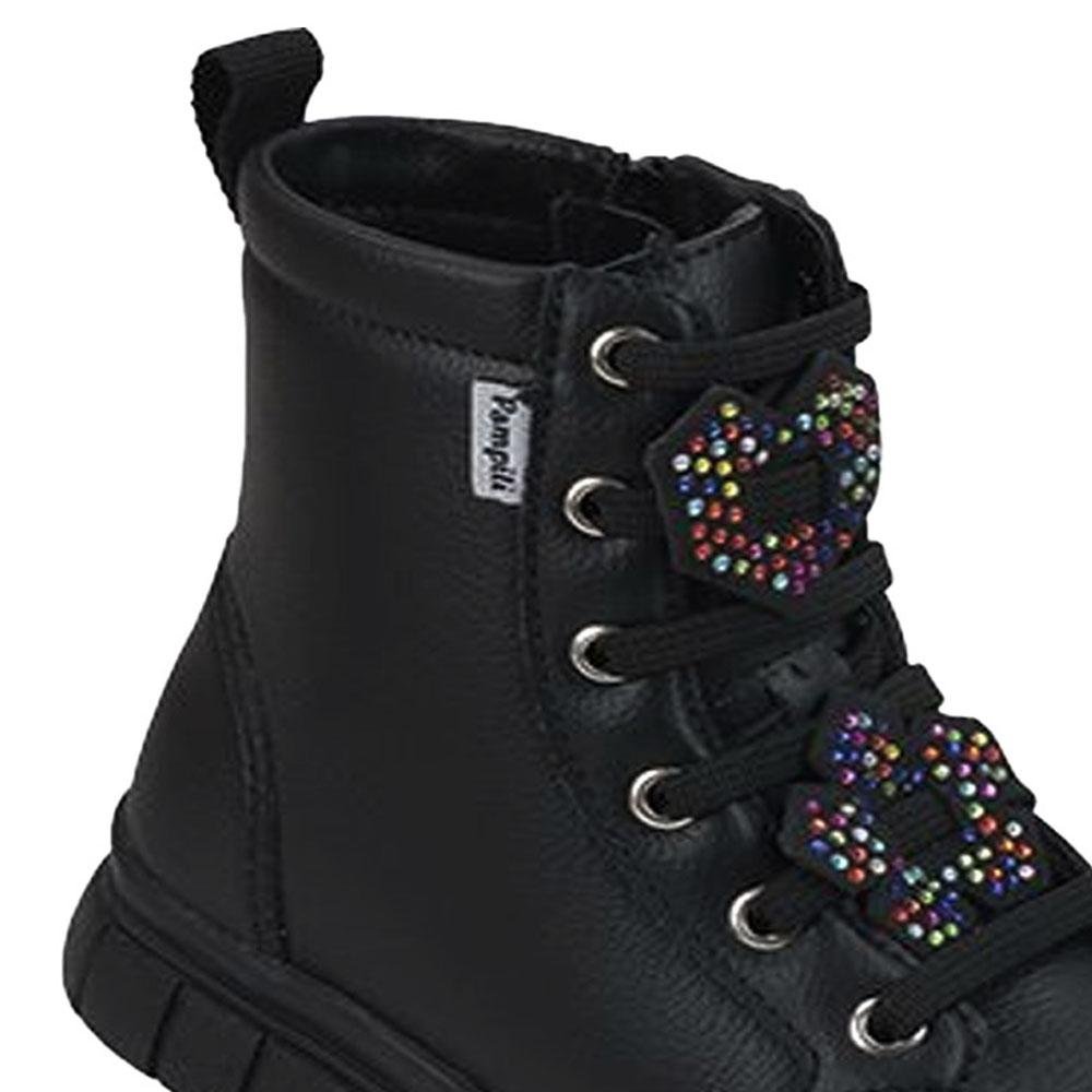 BOTA COTURNO INFANTIL MENINA PAMPILI TACHAS PRETA LUCKY Preto 3