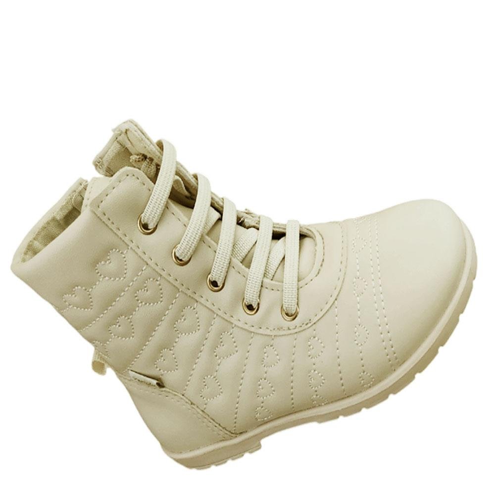 BOTA INFANTIL MENINA PAMPILI CORAÇÕES BORDADOS NUDE Nude 2