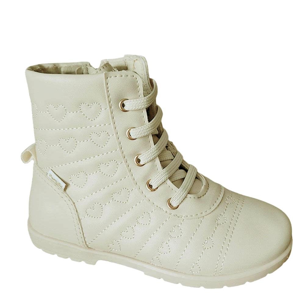 BOTA INFANTIL MENINA PAMPILI CORAÇÕES BORDADOS NUDE Nude 4