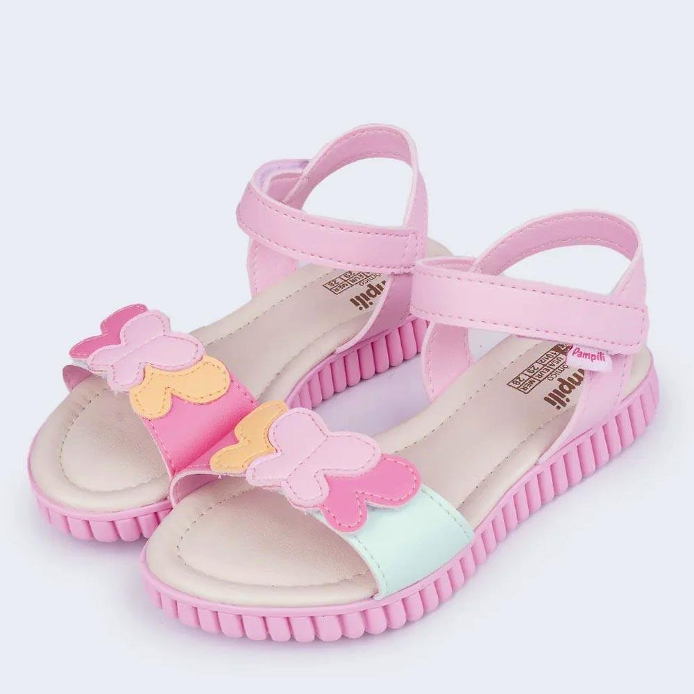 SANDALIA  PAMPILI 123 CANDY FECHO DUPLO COLORIDA BORBOLETA Rosa 6
