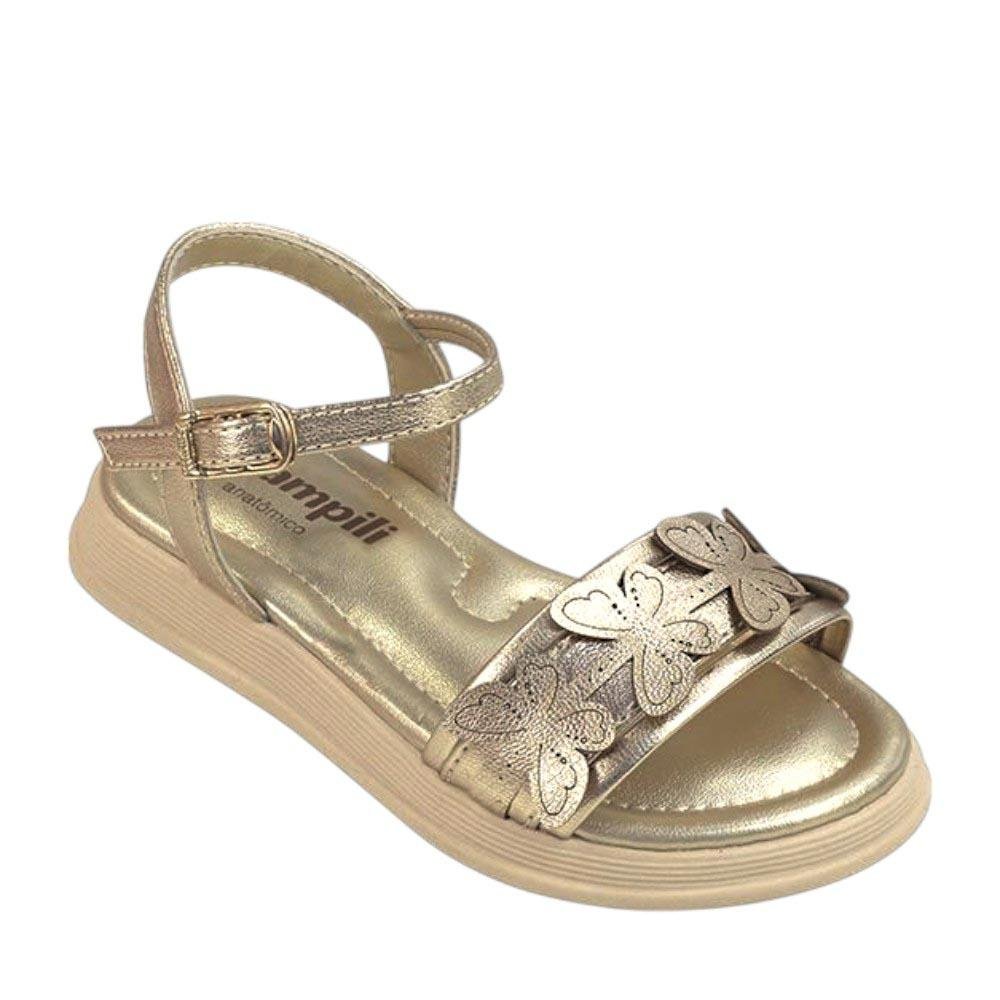 SANDALIA INFANTIL PAMPILI 702 SAND FLOWER DOURADO