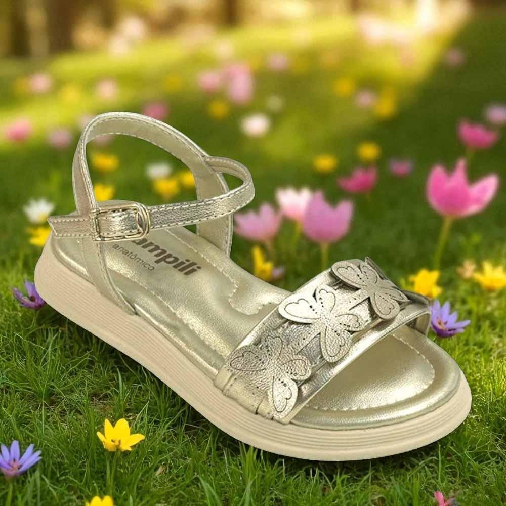 SANDALIA INFANTIL PAMPILI 702 SAND FLOWER DOURADO Dourado 2