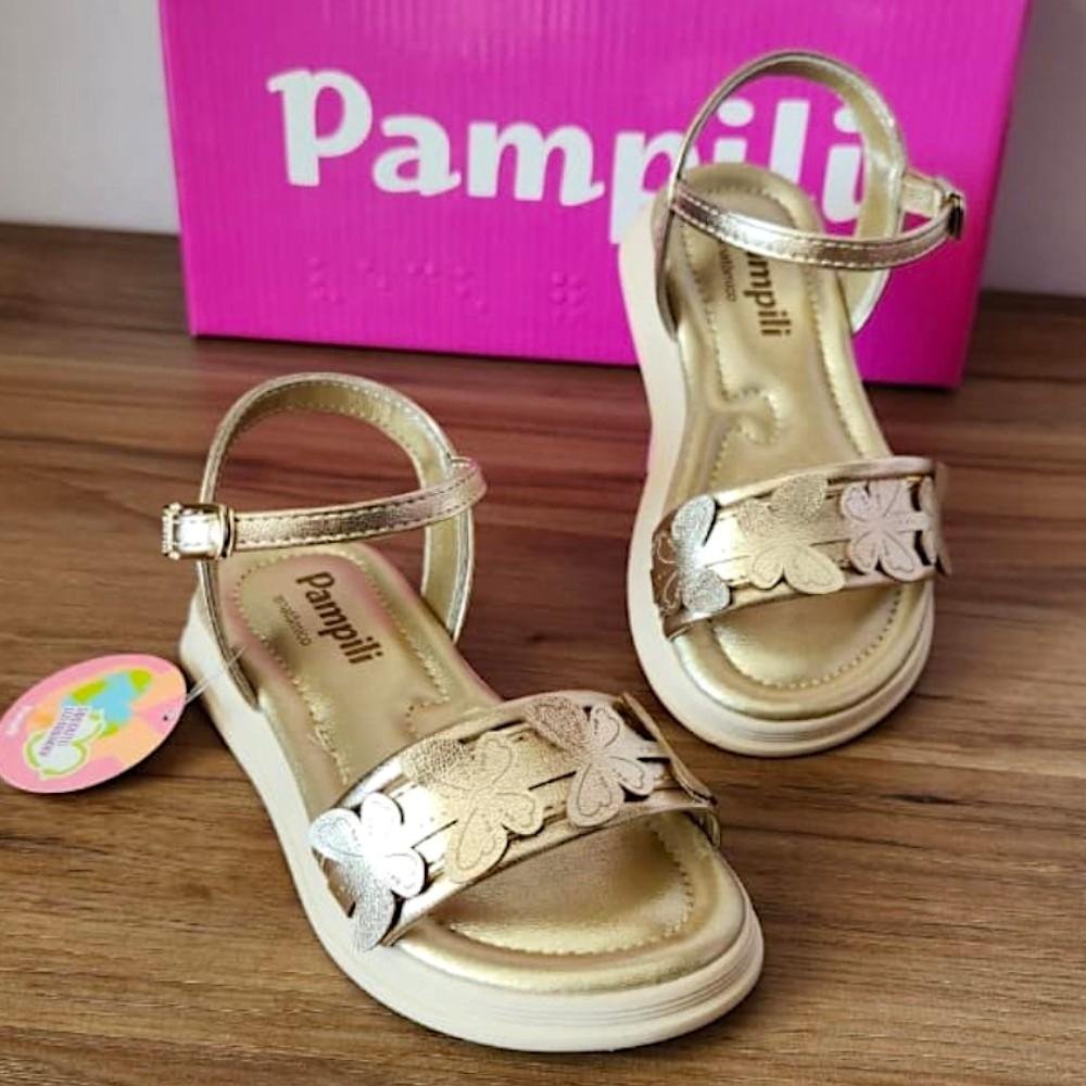 SANDALIA INFANTIL PAMPILI 702 SAND FLOWER DOURADO Dourado 3