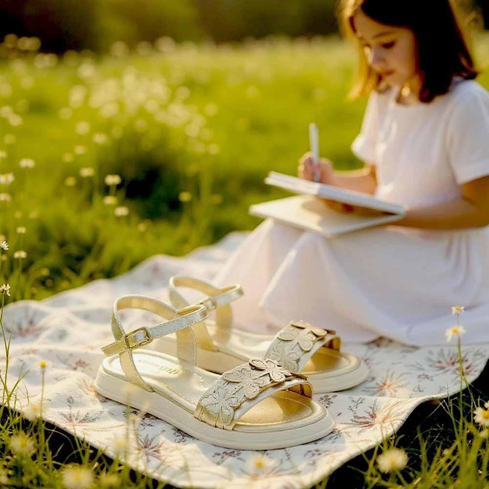 SANDALIA INFANTIL PAMPILI 702 SAND FLOWER DOURADO Dourado 5