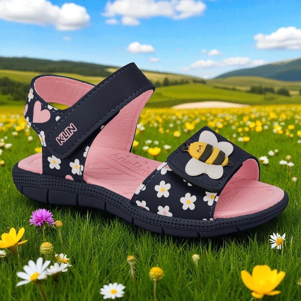 SANDALIA PAPETE TIC TAC 711 MARINHO/ROSA DOCE KLIN Preto/Rosa 2
