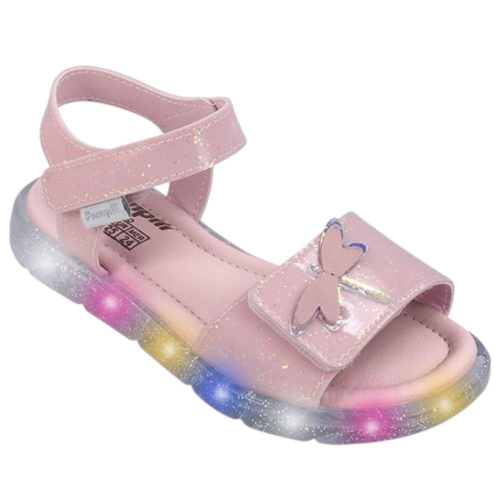 Sandália LED Infantil Pampili 697 Lulli Rosa Glace