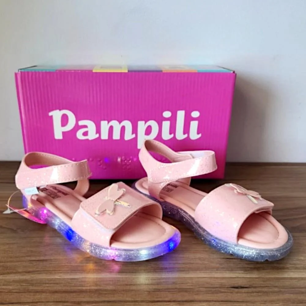 Sandália LED Infantil Pampili 697 Lulli Rosa Glace Rosa 2