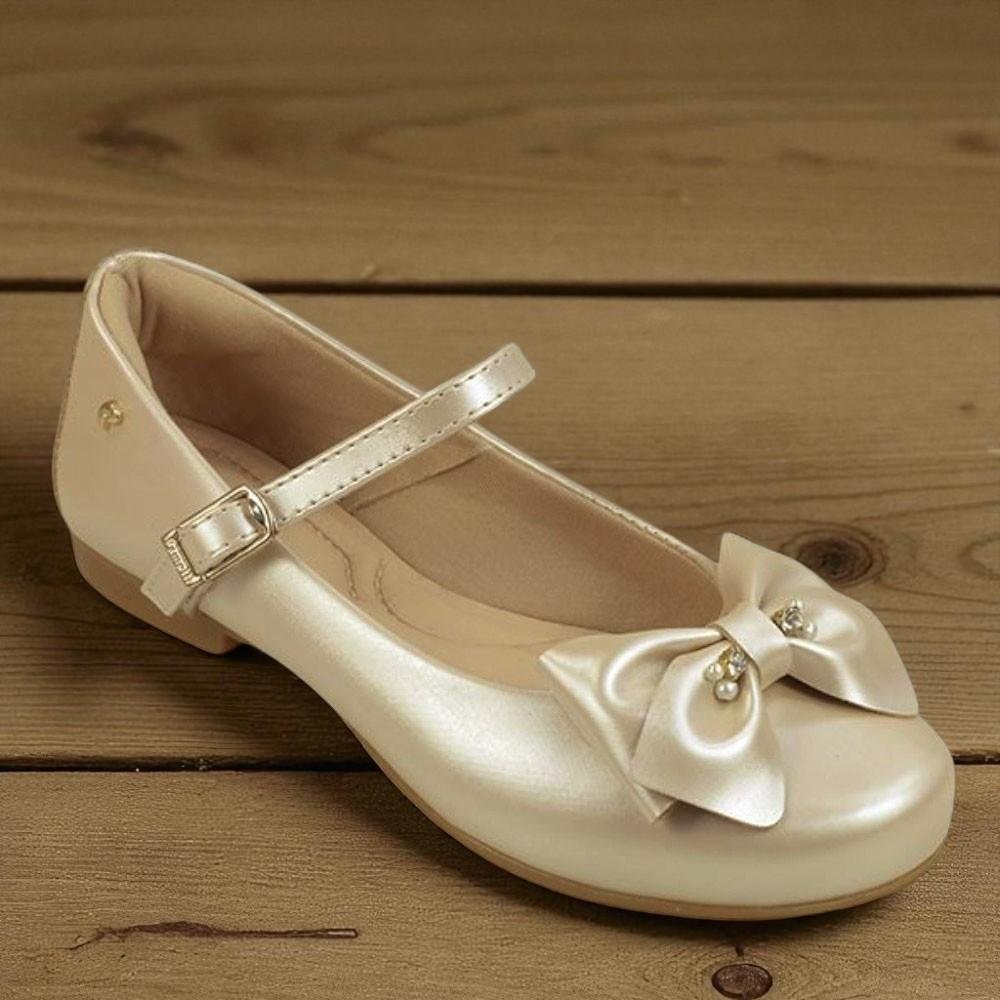 SAPATILHA INFANTIL PAMPILI ANGEL FIVELA COM LAÇO STRASS NUDE Bege 2