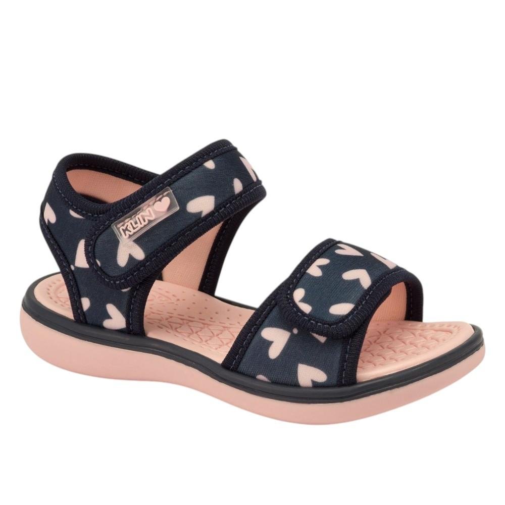 SANDALIA PAPETE JUJUBA CORAÇÃO MARINHO/ROSA CLARO KLIN