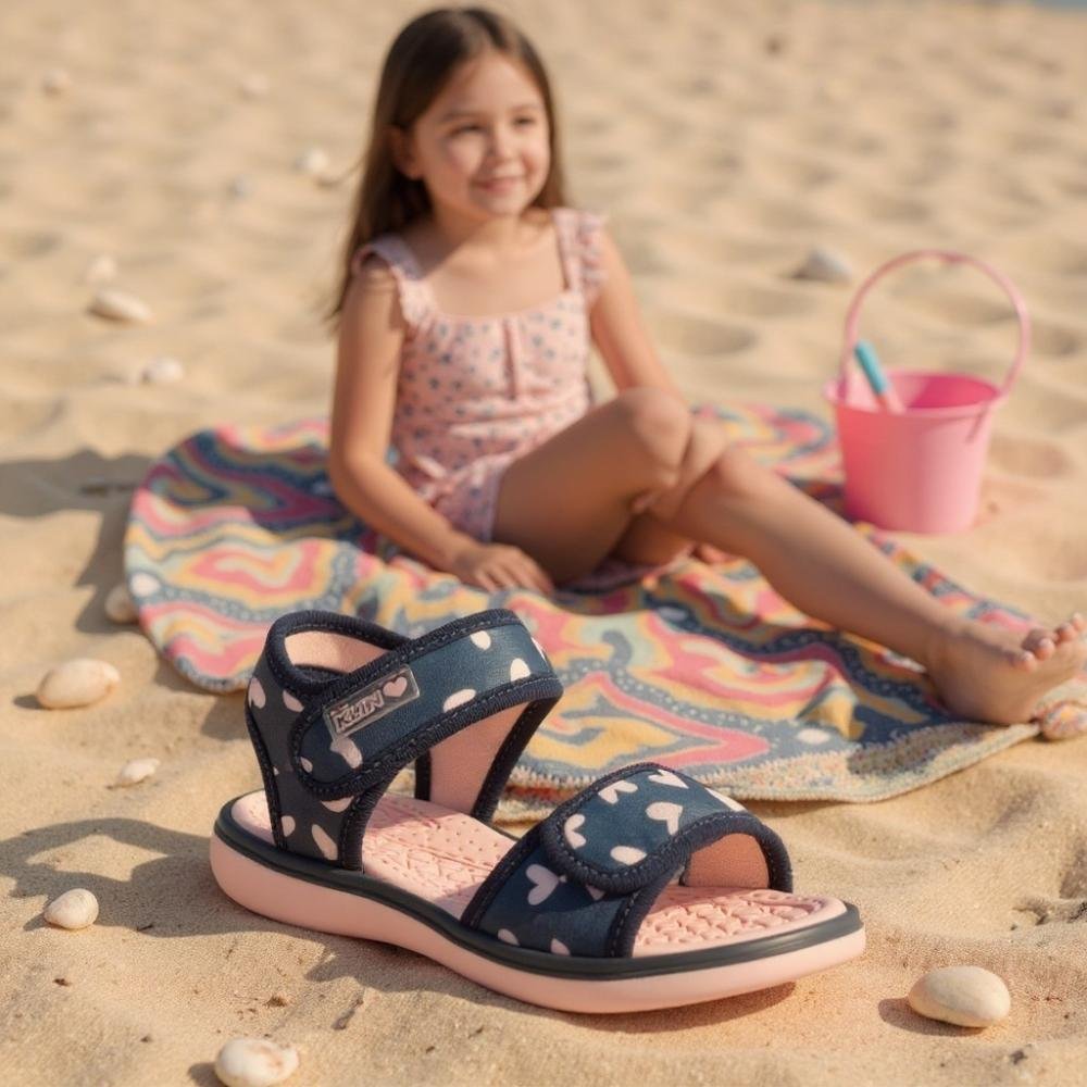 SANDALIA PAPETE JUJUBA CORAÇÃO MARINHO/ROSA CLARO KLIN Azul/Rosa 4