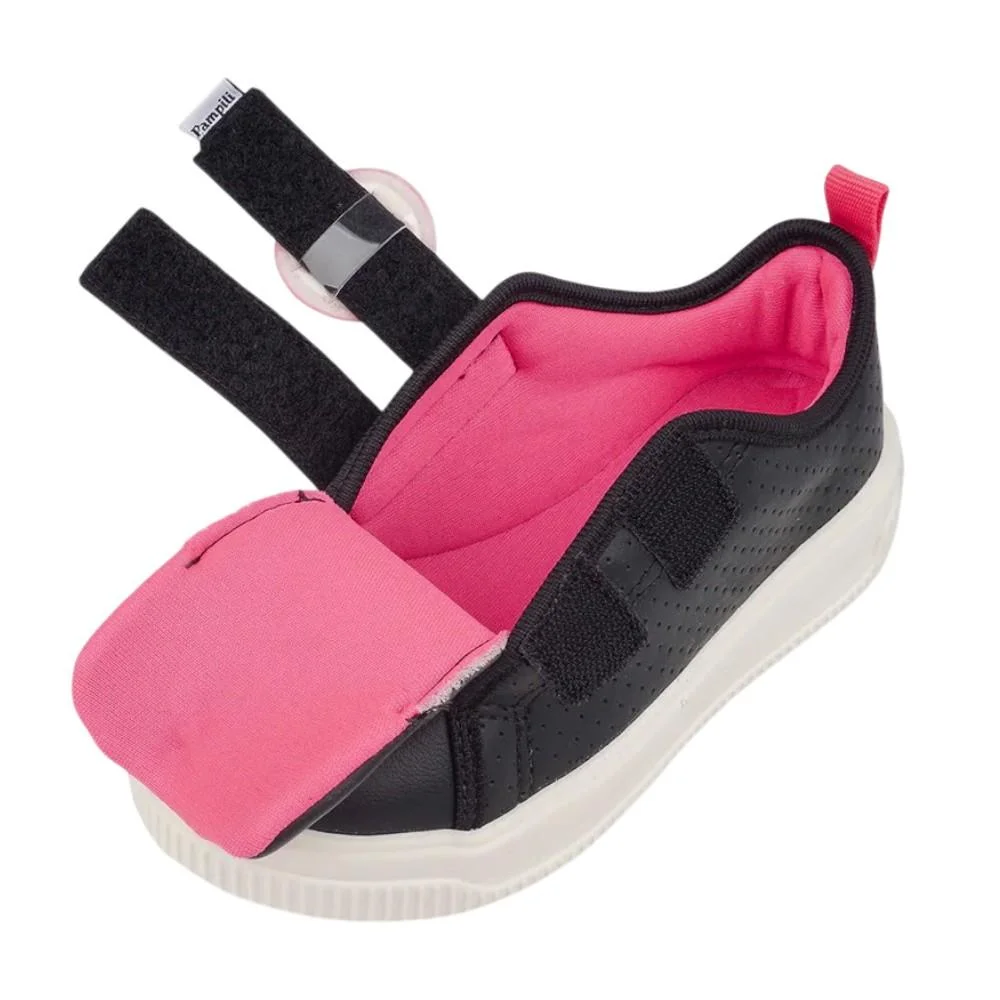 TÊNIS MENINA PAMPILI UP PATCH CARINHA PRETO E PINK FLUOR Preto/Rosa 5